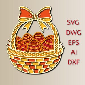 Ostern Korb/ Ostern/ SVG/ Schneidedatei/ 3D Ebene/ Sperrholzzuschnitt/ Papierschnitt/ SVG Datei/ 3D Mandala Sperrholz/Kranz/Passahfest