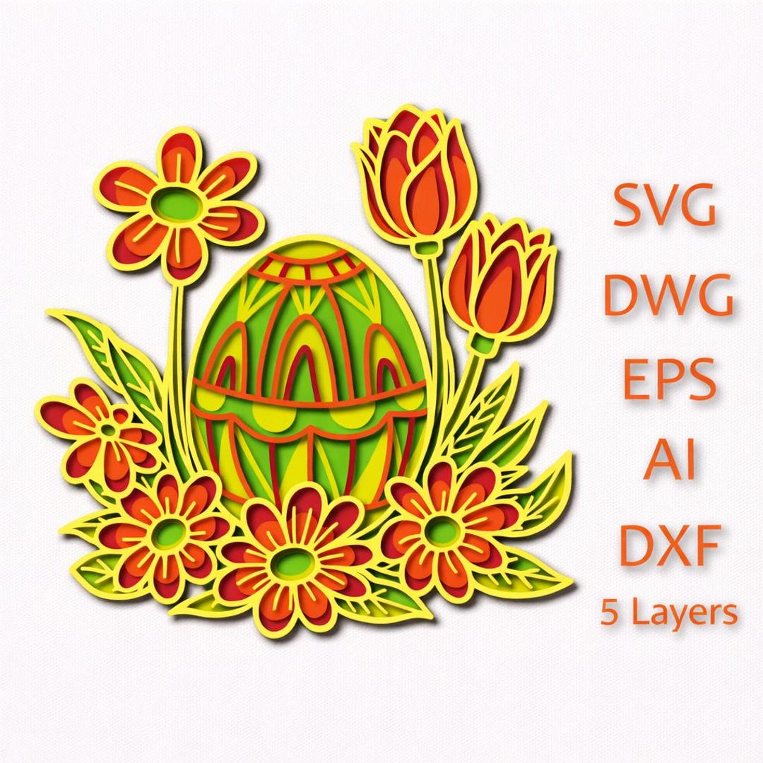 3D Layered Easter Egg SVG: Floral Mandala Cut File (digital Download ...