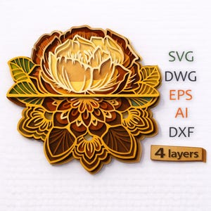 Rose SVG/rosette cut file/CNC/digital files/laser cut/Multilayer 3D Mandala/Home decor/art panel\pink