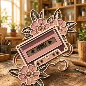 Cassette Tape Mandala SVG, Multilayer Laser Cut File (Digital Download)