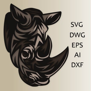 Rhinoceros Multilayer SVG: 3D Mandala Cut File (Digital Download)