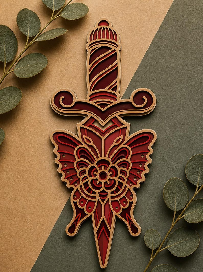 Dagger Svg/cut File/cnc/digital Files/laser Cut/multilayer 3D Mandala ...