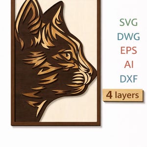 Mandala di gatto 3D SVG: file di taglio multistrato (download digitale)