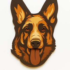 Duitse herder 3D-mandala SVG: bestand met meerdere lagen (digitale download)