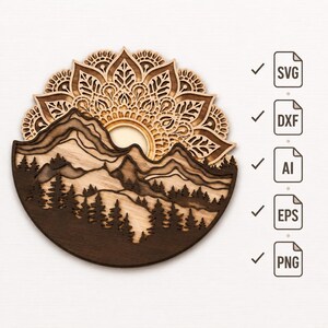 Mountain Multilayer SVG • 3‑4 Layer Laser & Paper Cut File • DIY Home Decor image 5
