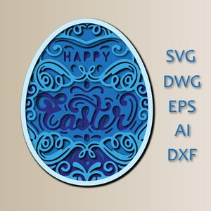 Oeuf de Pâques/Pâques/SVG/fichier découpé/ couche 3D/ Découpe de contreplaqué/ Découpe de papier/ Fichier SVG/ Contreplaqué mandala 3D/Couronne/Pâque/Joyeuses Pâques