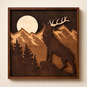 Deer Multilayer SVG File: 3D Mandala Laser Cut Design (Digital Download)
