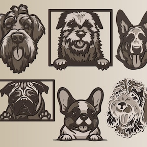 Hunde bündel mehrschichtige SVG- Datei / 3D-Datei / Sperrholzzuschnitt / Papierschnitt / SVG-Datei / 3D Mandala Sperrholz