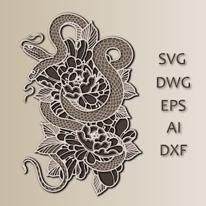 Cobra SVG/arquivo de corte/CNC/arquivos digitais/corte a laser/Mandala 3D multicamadas/Decoração para casa/painel de arte/PNG/