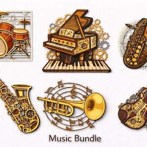 Musical Instruments 3D Layer SVG Bundle: Laser Cut Files (Digital Download)