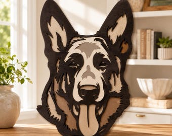 German Shepherd 3D Mandala SVG: Multi-Layer Cut File (Digital Download)