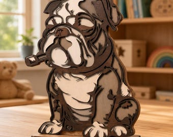 Bulldog Multilayer SVG Cut File: 3D Mandala Design (Digital Download)