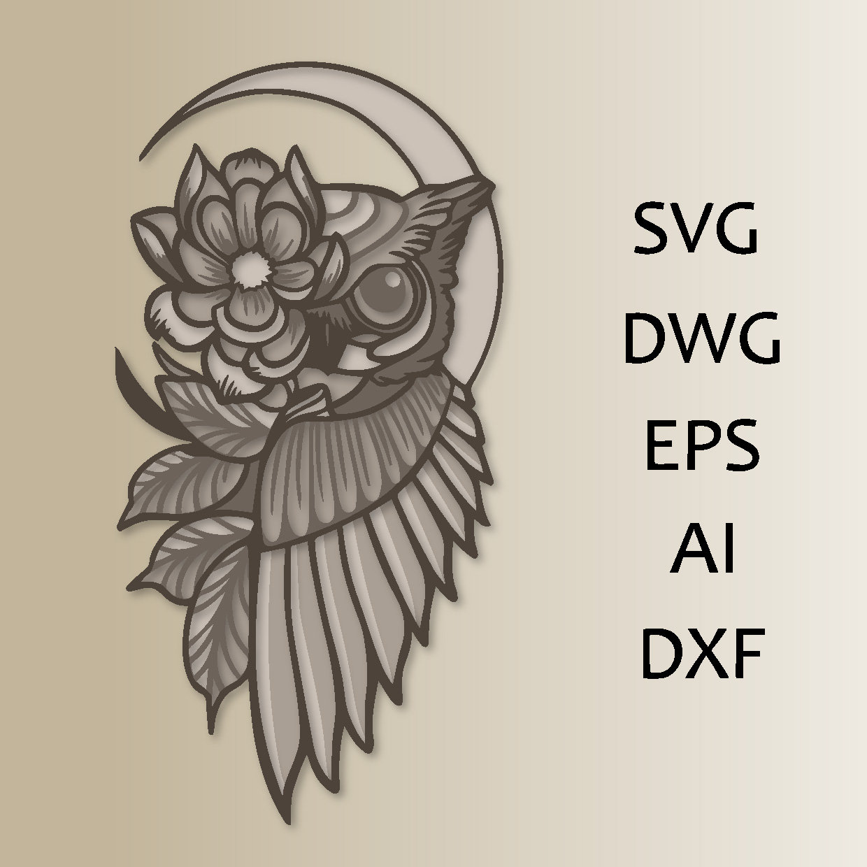 owl SVG/hawk cut file/CNC/digital files/laser cut/Multilayer 3D Mandala/Home decor/art panelscreech
