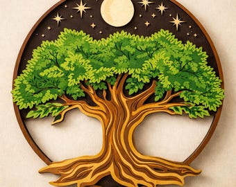 Archivo de corte SVG de árbol mandala 3D: diseño de corte láser multicapa