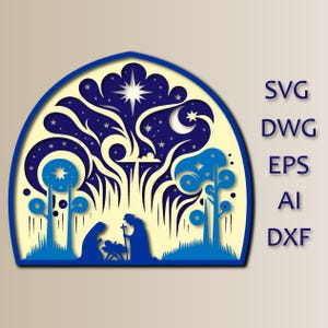 Escena de la natividad SVG/archivo de corte/CNC/archivos digitales/corte láser/Mandala 3D multicapa/Decoración del hogar/panel de arte/Natividad/Navidad