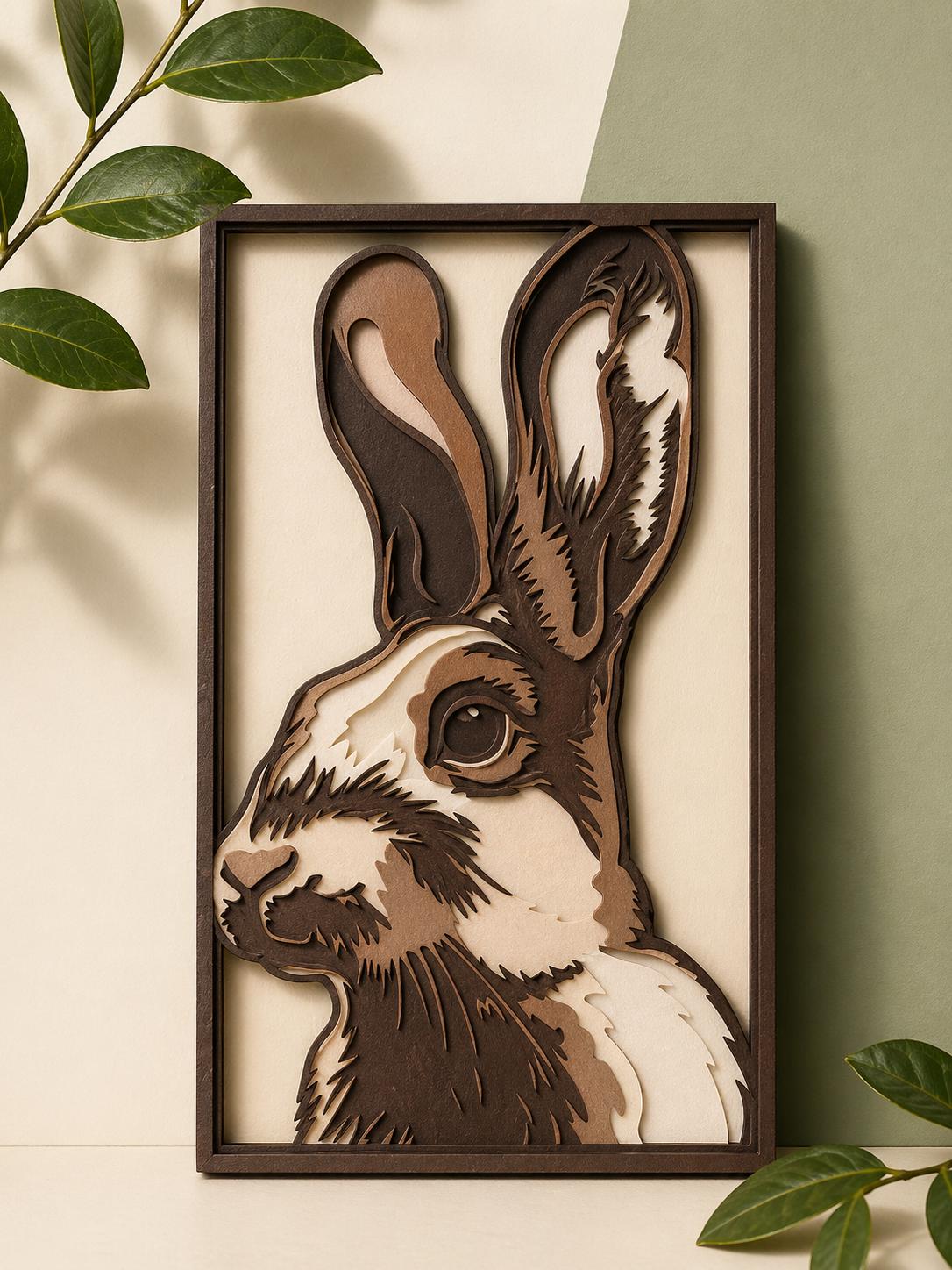 3D Layered Bunny Rabbit SVG Cut File: Mandala Plywood Design (digital ...