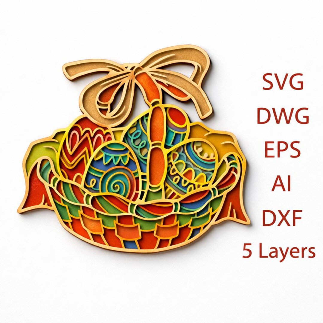 3D Layered Easter Basket SVG Cut File: Plywood & Paper Cutting (digital ...