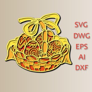 Cestino pasquale/Pasqua/SVG/file di taglio/strato 3D/taglio compensato/taglio carta/file SVG/compensato mandala 3D/ghirlanda/Pasqua