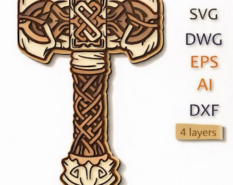 Mjolnir SVG File, Thor Hammer Multilayer Mandala (Digital Files)