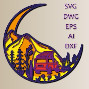 Mond mehrschichtige SVG/Schnittdatei/CNC/digitale Dateien/Laserschnitt/Multilayer 3D Mandala/Wohndekor/Kunsttafel/PNG/Glowforge