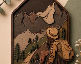 Mountains Tourist Layered SVG File, 3D Mandala Laser Cut (Digital Files)