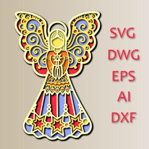 Engel/Nieuwjaar/CNC/digitale bestanden/lasergesneden/meerlaagse 3D-mandala/woondecoratie/kunstpaneel/kerst/kerst