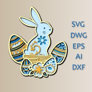 Lapin de Pâques/Lapin de Pâques/SVG/fichier découpé/ couche 3D/ Découpe de contreplaqué/ Découpe de papier/ Fichier SVG/ Contreplaqué mandala 3D/Couronne/Pâque/Joyeuses Pâques