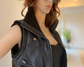 Vintage 2000s Mango leather biker vest