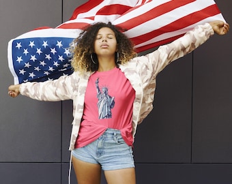 Koszulka z grafiką Lady Liberty: Koszulka American Pride z okazji 4 lipca