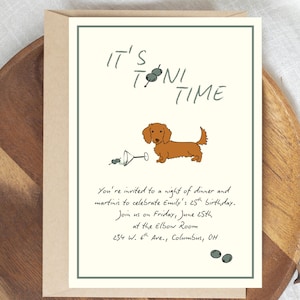 Tini Time Invitation, Martini Invite, Event and Birthday Invitation Template, Digital Template, Tini and Weenie Invite