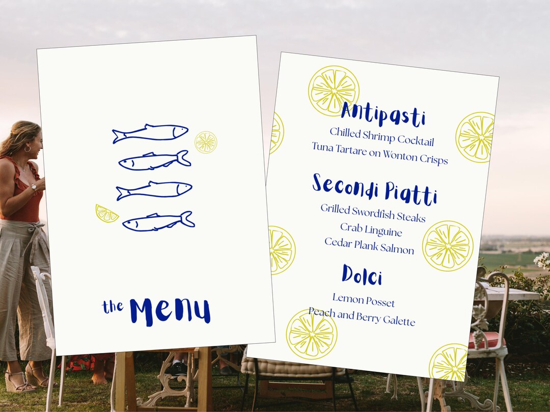 Fish Dinner Menu Template, Seafood Menu, Editable Wedding and Event ...