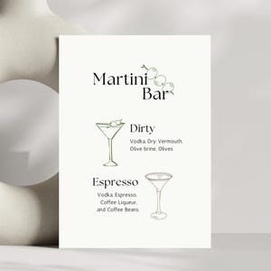 Martini Bar Sign with Hand-Drawn Details, Editable Event and Wedding Templates, Customizable Bar and Cocktail Sign