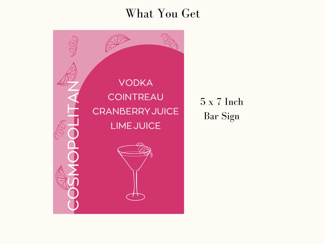 Cosmopolitan Sign With Hand-drawn Details, Editable Event and Wedding ...