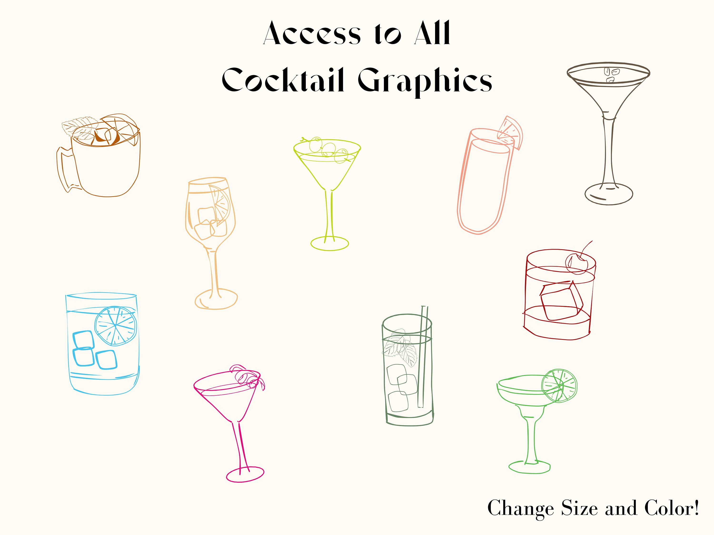 Cosmopolitan Sign With Hand-drawn Details, Editable Event and Wedding ...