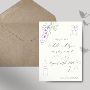 Tuscany-Inspired Wedding Save the Dates, Editable Wedding Templates, Customizable Save the Date Cards, Italy Wedding Invitations