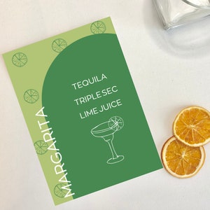Enseigne Margarita Bar avec détails dessinés à la main, modèles modifiables d&#39;événement et de mariage, modèle de menu de cocktails personnalisable