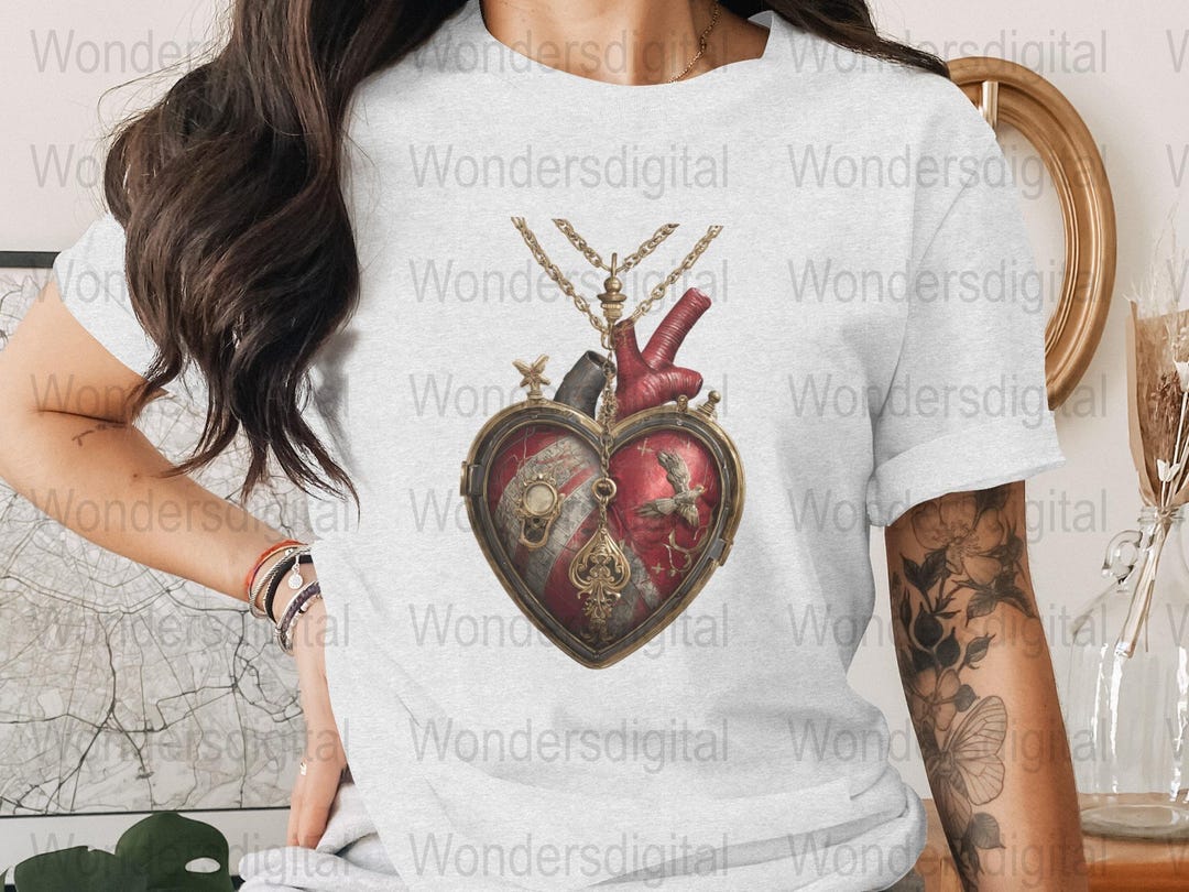 Anatomical Heart Locket Steampunk Art, Gothic Vintage Print (digital ...
