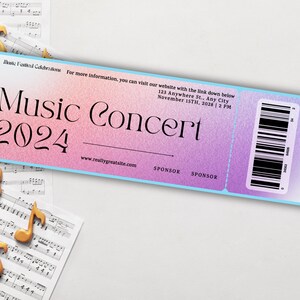 Printable Music Concert Tickets, Digital Event Ticket, Personalized Concert Tickets, Event Custom Tickets, Show Tickets, Sports Tickets.