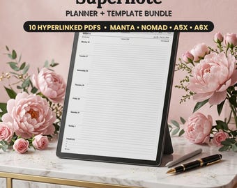Modelli Supernote / Agenda 2026-2027, Agenda Workday e 8 quaderni / Pacchetto PDF con collegamenti ipertestuali per Manta Nomad A5X A6X