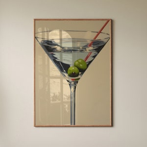 Chic Martini Glass Art Print - Trendy Cocktail Wall Art for Bars, Restaurants, and Home Kitchen Decor, Present for Drinkers, Giclee Print