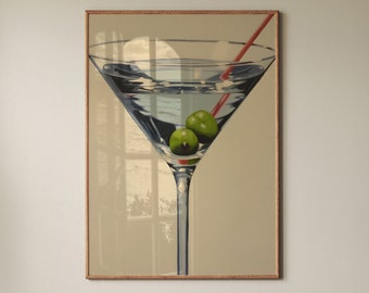 Martini Glass Art Print: Chic Cocktail Giclée Print
