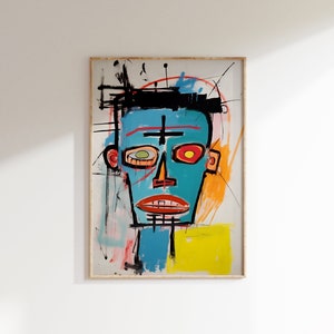 Basquiat-Inspired Giclee Print - Urban Abstract Portrait Artwork, Contemporary Expressionist Street Art, Colorful Modern Home Decor