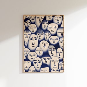 Abstract Faces Art Print - Modernist Illustration, Contemporary Home Decor, Unique Wall Art, Aesthetic Room Decoration, Surreal Portrait