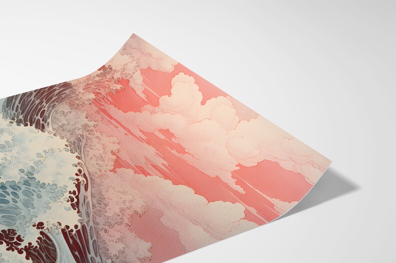 Majestic sea print evoking Studio Ghibli's tranquil style