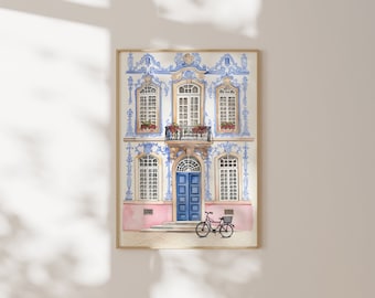 Lisbon Azulejos House Giclee Print: Art Nouveau Wall Art