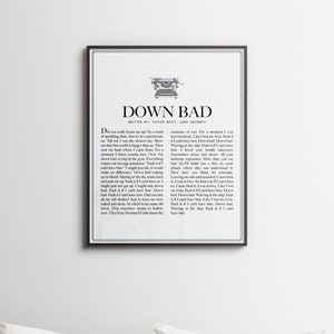 Down Bad Digital Print | The Tortured Poets Department | Minimalist download & print wall art