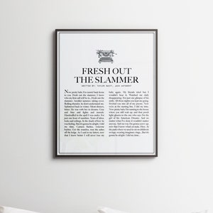 Fresh Out The Slammer Digital Print | The Tortured Poets Department | Minimalist download & print wall art