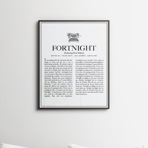 Fortnight Digital Print | The Tortured Poets Department | Minimalist download & print wall art