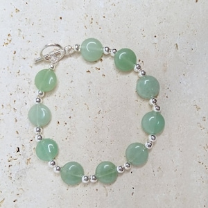 Gemstone Coins Bracelet, Gemstone Bracelet, Coins Bracelet, Silver Bracelet, Aventurine Bracelet, Opal Bracelet, Toggle Claps Bracelet