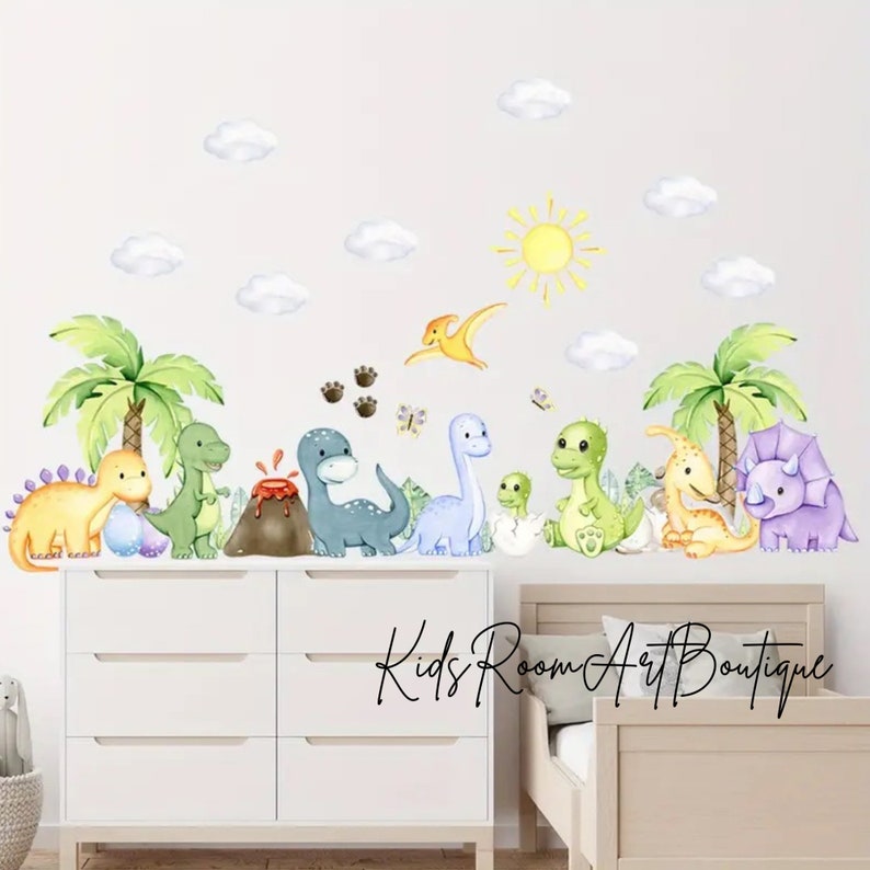 Dinosaurs Wall Stickers Dino Nursery Decor Dino Wall Decal Dino Wall Stickers Wall Stickers Kids